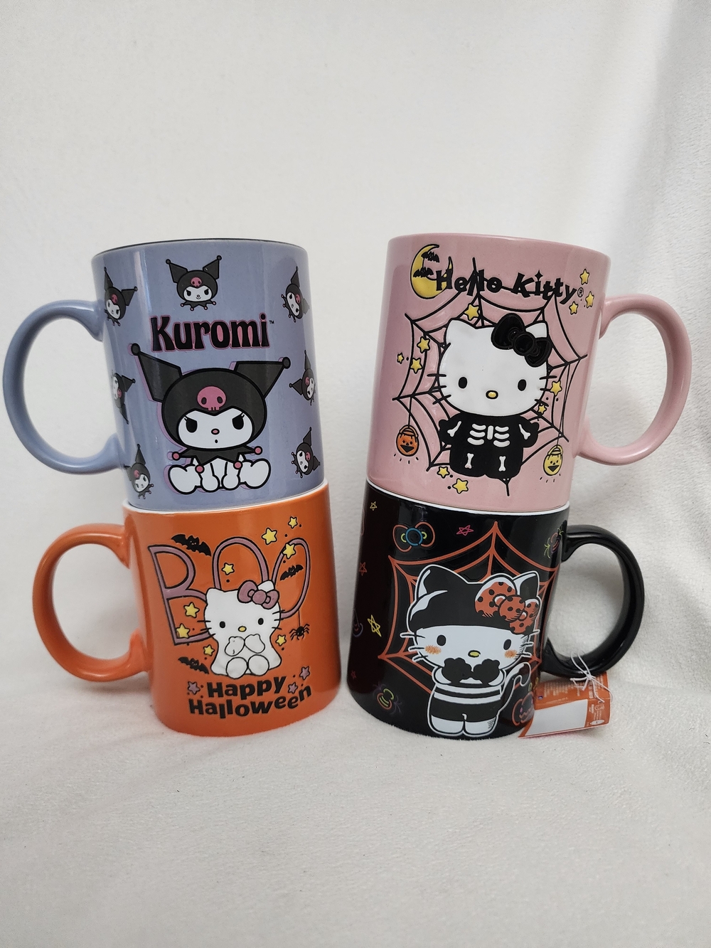 Hello Kitty Kuromi Halloween Mug Set – Pink, Purple, Orange, Black